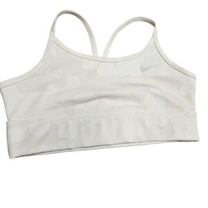 Nike Sports Bra Kids Large White Camo Dri-FIT Mesh Lined Athletic Activewear